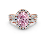Rose gold Fancy Pink Oval  Halo Round Diamond Pave Band with Prong Setting_12