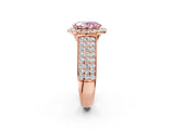 Rose gold Fancy Pink Oval  Halo Round Diamond Pave Band with Prong Setting_14