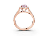 Rose gold Fancy Pink Oval  Halo Round Diamond Pave Band with Prong Setting_15