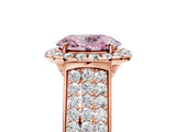 Rose gold Fancy Pink Oval  Halo Round Diamond Pave Band with Prong Setting_17