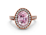 Rose gold Fancy Pink Oval  Halo Solitaire Diamond Ring with Pave Band and Bezel Setting_49