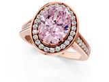 Rose gold Fancy Pink Oval  Halo Solitaire Diamond Ring with Pave Band and Bezel Setting_50