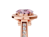 Rose gold Fancy Pink Oval  Halo Solitaire Diamond Ring with Pave Band and Bezel Setting_54
