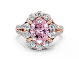 Rose gold Fancy Pink Oval  Halo Split Shank Diamond Engagement Ring with Pave Band and Four-Prong Setting_54