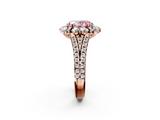 Rose gold Fancy Pink Oval  Halo Split Shank Diamond Engagement Ring with Pave Band and Four-Prong Setting_56