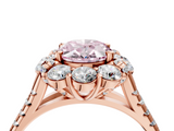 Rose gold Fancy Pink Oval  Halo Split Shank Diamond Engagement Ring with Pave Band and Four-Prong Setting_58