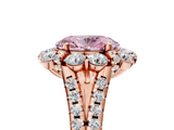 Rose gold Fancy Pink Oval  Halo Split Shank Diamond Engagement Ring with Pave Band and Four-Prong Setting_59