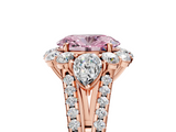 Rose gold Fancy Pink Oval  Halo Split Shank Diamond Engagement Ring with Prong Setting_25