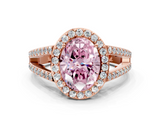 Rose gold Fancy Pink Oval  Halo Split Shank Diamond Ring with Four-Prong Setting_32