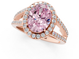 Rose gold Fancy Pink Oval  Halo Split Shank Diamond Ring with Four-Prong Setting_33