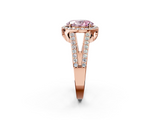 Rose gold Fancy Pink Oval  Halo Split Shank Diamond Ring with Four-Prong Setting_34