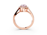 Rose gold Fancy Pink Oval  Halo Split Shank Diamond Ring with Four-Prong Setting_35
