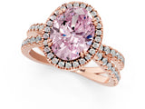 Rose gold Fancy Pink Oval  Halo Split Shank Diamond Ring with Pavé Setting 1