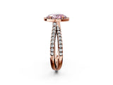 Rose gold Fancy Pink Oval  Halo Split Shank Diamond Ring with Pavé Setting 2