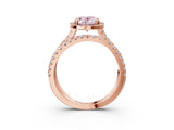 Rose gold Fancy Pink Oval  Halo Split Shank Diamond Ring with Pavé Setting 3