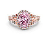 Rose gold Fancy Pink Oval  Halo Split Shank Pave Diamond Ring with Four-Prong Setting_49