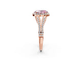 Rose gold Fancy Pink Oval  Halo Split Shank Pave Diamond Ring with Four-Prong Setting_51