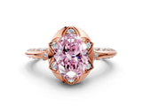 Rose gold Fancy Pink Oval  Halo Split Shank Pave Diamond Ring with Petal Prong Setting_19
