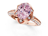 Rose gold Fancy Pink Oval  Halo Split Shank Pave Diamond Ring with Petal Prong Setting_20