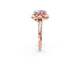 Rose gold Fancy Pink Oval  Halo Split Shank Pave Diamond Ring with Petal Prong Setting_21