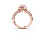 Rose gold Fancy Pink Oval  Halo Split Shank Pave Diamond Ring with Petal Prong Setting_22