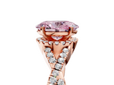 Rose gold Fancy Pink Oval  Halo Twist Band Solitaire Prong Setting Ring_68