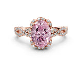 Rose gold Fancy Pink Oval  Halo Twist Band Solitaire Ring with Six-Prong Setting_32