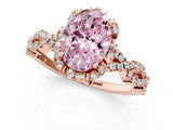 Rose gold Fancy Pink Oval  Halo Twist Band Solitaire Ring with Six-Prong Setting_33