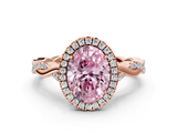 Rose gold Fancy Pink Oval  Halo Twist Band Solitaire Ring_20