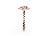 Rose gold Fancy Pink Oval  Halo Twisted Band Four-Prong Diamond Ring_22