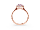Rose gold Fancy Pink Oval  Halo Twisted Band Four-Prong Diamond Ring_23