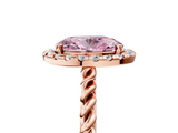 Rose gold Fancy Pink Oval  Halo Twisted Band Four-Prong Diamond Ring_25