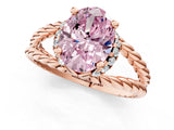 Rose gold Fancy Pink Oval  Halo Twisted Band Four-Prong Ring_29