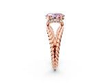 Rose gold Fancy Pink Oval  Halo Twisted Band Four-Prong Ring_30