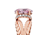 Rose gold Fancy Pink Oval  Halo Twisted Band Four-Prong Ring_33
