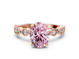Rose gold Fancy Pink Oval  Milgrain Bezel Diamond Engagement Ring with Solitaire Prong Setting_167