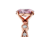 Rose gold Fancy Pink Oval  Milgrain Bezel Diamond Engagement Ring with Solitaire Prong Setting_172