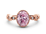 Rose gold Fancy Pink Oval  Milgrain Marquise Diamond Twist Band Ring_38