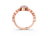 Rose gold Fancy Pink Oval  Milgrain Marquise Diamond Twist Band Ring_41
