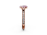Rose gold Fancy Pink Oval  Milgrain Pave Diamond Engagement Ring with Four-Prong Setting_132