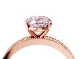Rose gold Fancy Pink Oval  Milgrain Pave Diamond Engagement Ring with Four-Prong Setting_134