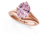 Rose gold Fancy Pink Oval  Solitaire Beaded Band Six-Prong Setting_1