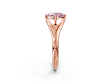 Rose gold Fancy Pink Oval  Solitaire Beaded Band Six-Prong Setting_2