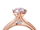 Rose gold Fancy Pink Oval  Solitaire Beaded Band Six-Prong Setting_4
