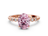Rose gold Fancy Pink Oval  Solitaire Bezel Accent Diamond Engagement Ring with Beaded Band and Four-Prong Setting_38
