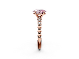Rose gold Fancy Pink Oval  Solitaire Bezel Accent Diamond Engagement Ring with Beaded Band and Four-Prong Setting_40