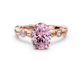 Rose gold Fancy Pink Oval  Solitaire Bezel-Set Diamond Ring with Beaded Band and Four-Prong Setting_31