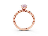 Rose gold Fancy Pink Oval  Solitaire Bezel-Set Diamond Ring with Beaded Band and Four-Prong Setting_34