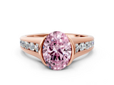 Rose gold Fancy Pink Oval  Solitaire Bezel-Set Diamond Ring with Channel-Set Band_37