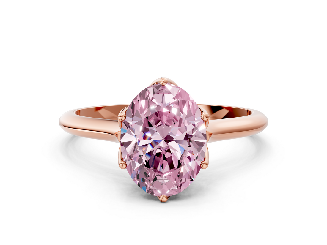 Rose gold Fancy Pink Oval  Solitaire Cathedral Diamond Ring with Six-Prong Setting_18